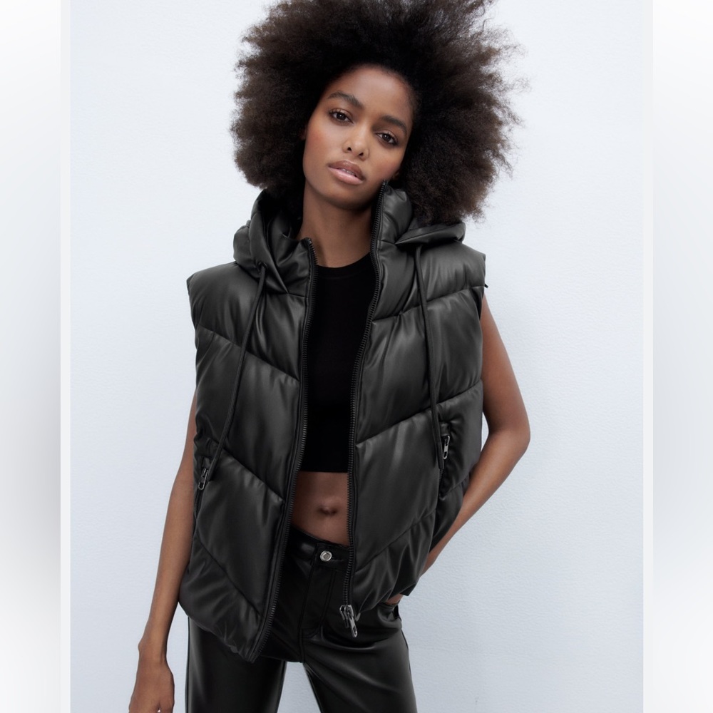 Zara Faux Leather Vest with Hood